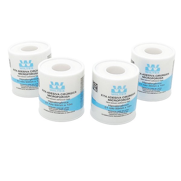 Fita Adesiva Micropore Branca 50mm x 10m Wiltex 4 unidades