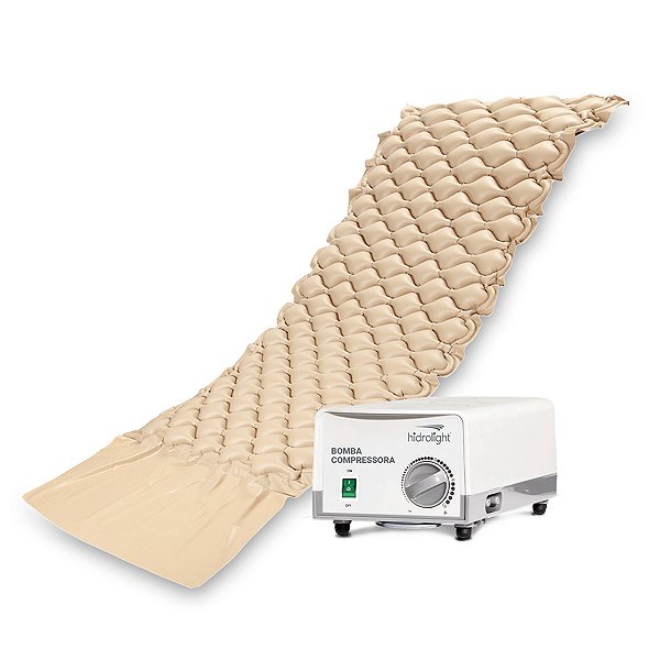 Colchão Pneumático Bivolt Anti Escaras Bege Hidrolight