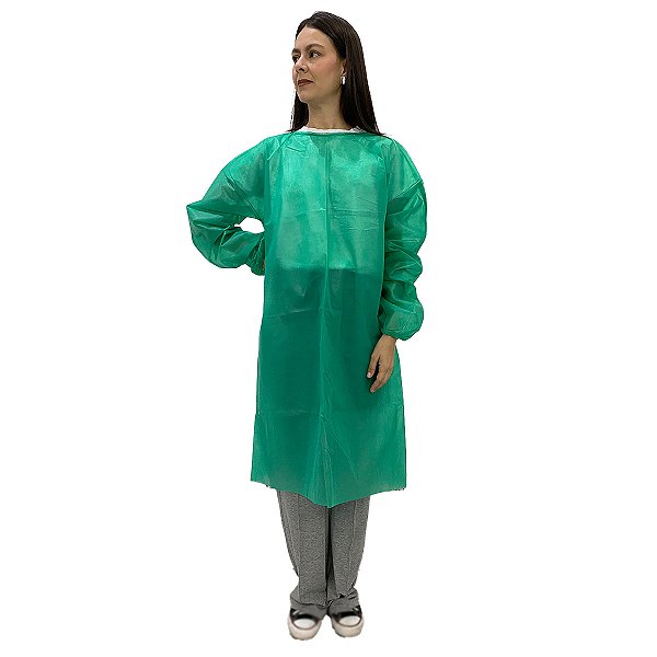 Avental Descartável TNT Manga Longa 40g Verde Mogimed 5 un