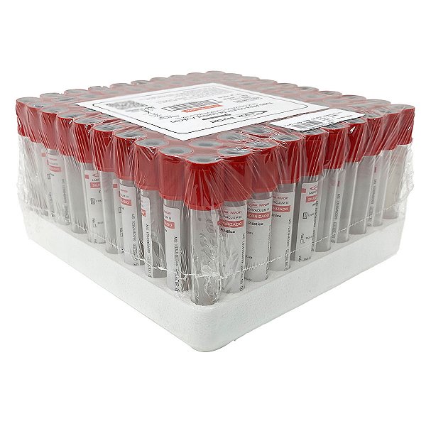 Tubo para Coleta de Sangue a Vácuo 4ml Siliconizado Vermelho 100 tubos