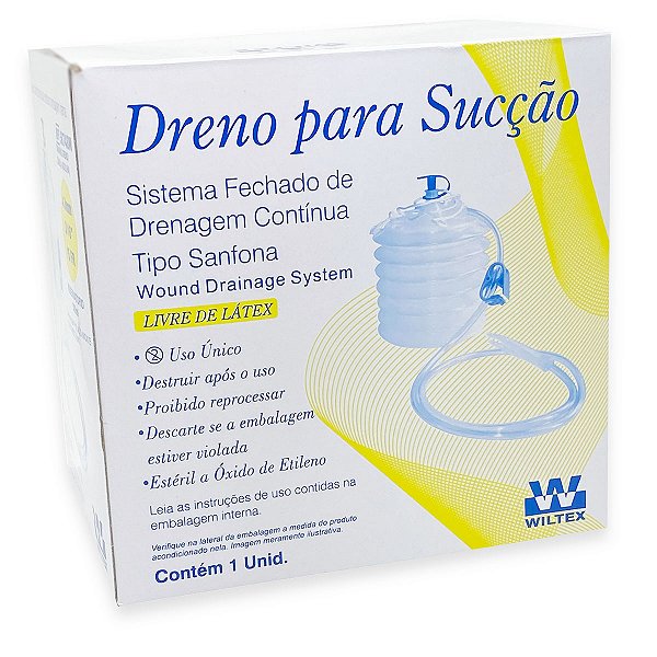 Dreno para Sucção Sistema Fechado 4.8mm Sanfonado Estéril Livre de Látex 500 ml Wiltex