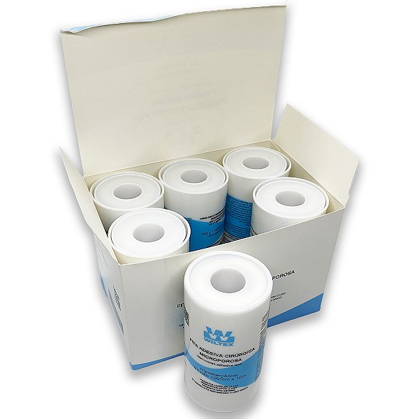 Fita Adesiva Micropore Branca 100mm x 10m Wiltex 6 unidades