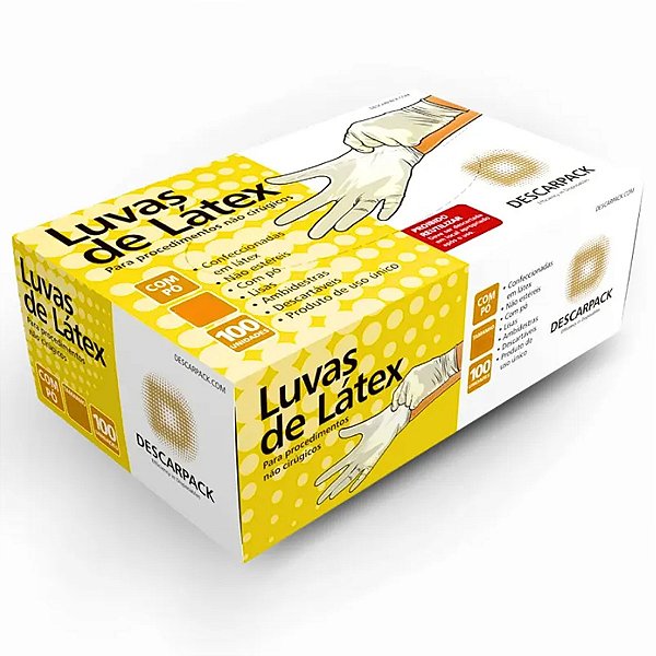 Luva Látex para Procedimentos com Pó Descarpack 100 unidades
