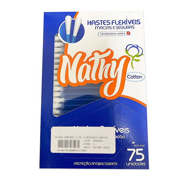 Cotonete Nathy Hastes Flexíveis 75 Unidades