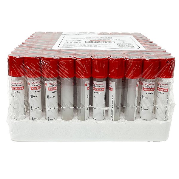 Tubo para Coleta a Vácuo 4ml Ativador Coágulo Siliconizado Tampa Vermelha 100 Unidades Labor Import
