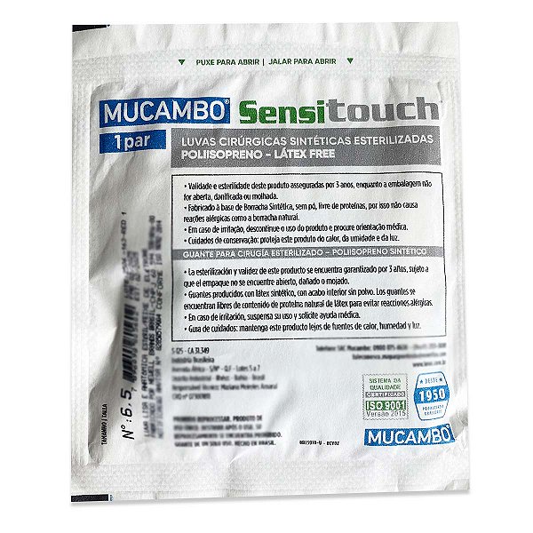 Luva Cirúrgica Sintética Estéril Mucambo 6,5 Sem Pó 1 Par