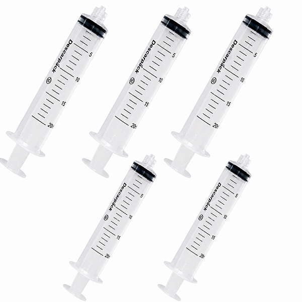 Seringa Descartável Luer Lock 20ml Descarpack 5 unidades