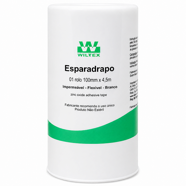Esparadrapo Impermeavel Branco Wiltex 10cm x 4,5m 1 Rolo