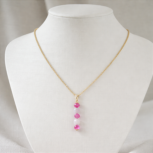 COLAR FEMININO COM PEDRAS NATURAIS "AURORA MINIMAL"