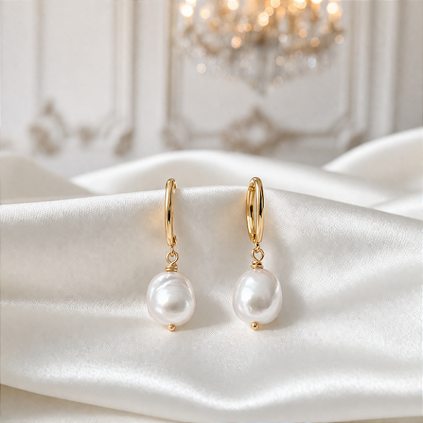 ARGOLA FEMININA PÉROLA DE ÁGUA DOCE BARROCA