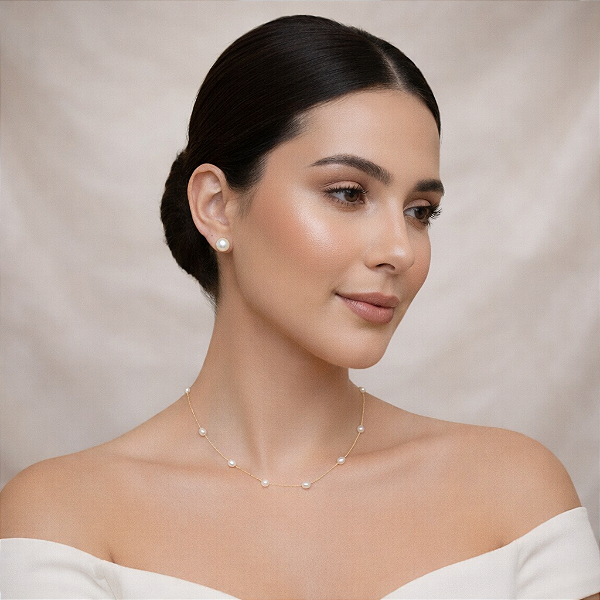 COLAR FEMININO COM PÉROLA DE ÁGUA DOCE "LOUISE"