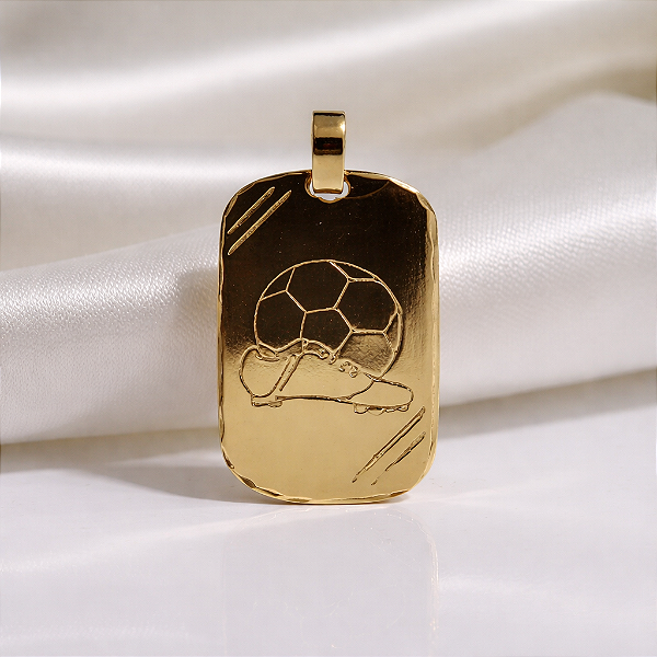 PINGENTE MASCULINO LOUCO POR FUTEBOL RETANGULAR