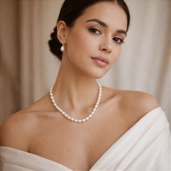 COLAR FEMININO COM PÉROLAS NATURAIS "CLASSIC"