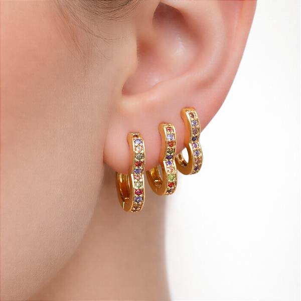 TRIO DE ARGOLAS CRAVEJADAS BELLE AURA