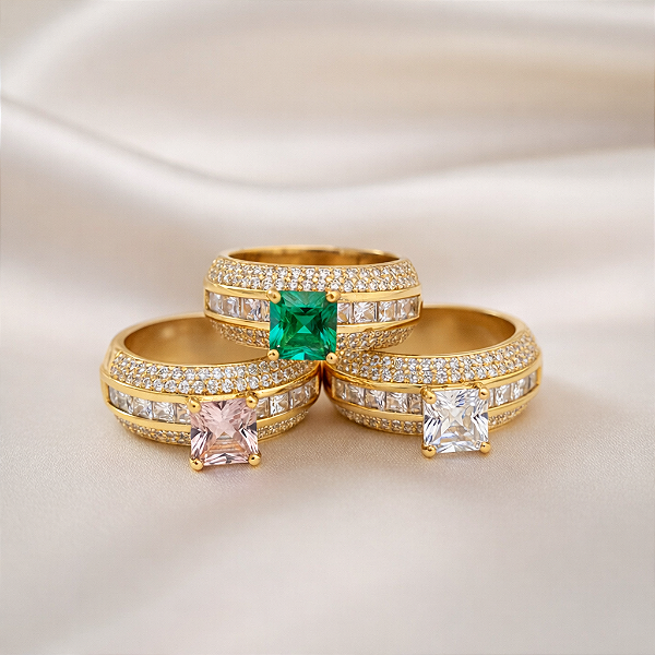 ANEL FEMININO COM PEDRAS COLORIDAS "REGINA"