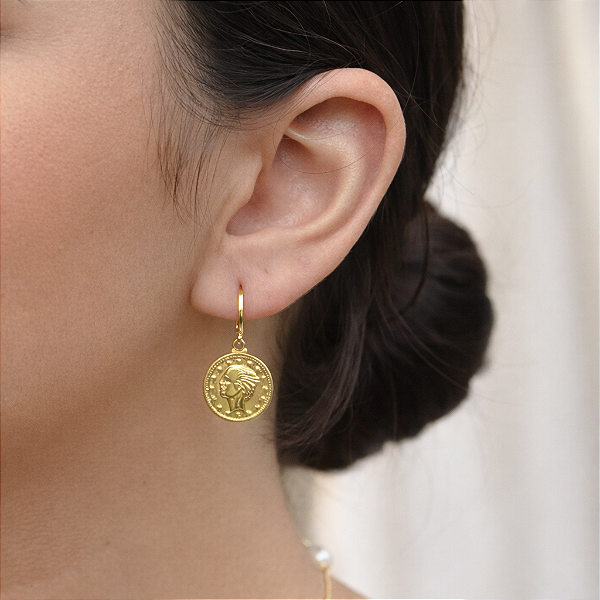 ARGOLA FEMININA MOEDA LIRA