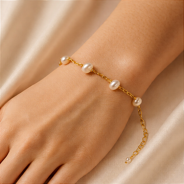 PULSEIRA FEMININA COM PÉROLAS DE ÁGUA DOCE "DONAIRE"