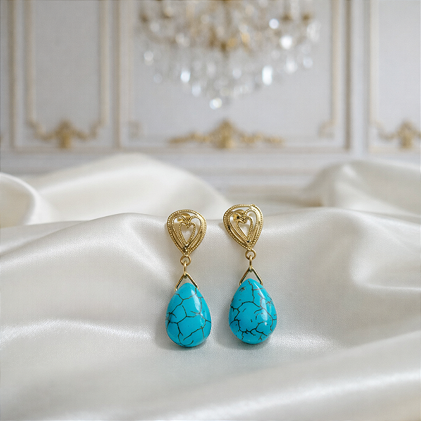 BRINCO COM TURQUESA NATURAL "SERENA BLEU"