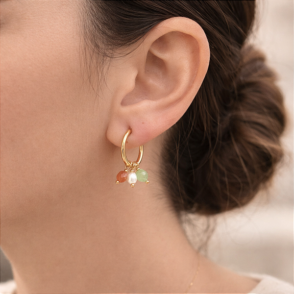 ARGOLA COM PEDRAS NATURAIS "LUZ SERENA"