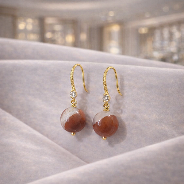 BRINCO GANCHO DE JASPE VERMELHO