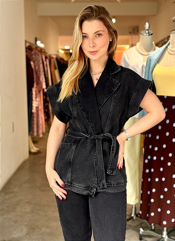 Colete Jeans Preto Luisa