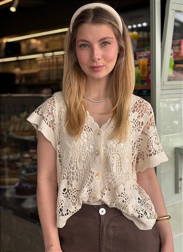 Blusa Guipir Estampa Arabesco