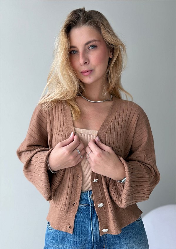 Cardigan Clarisse Marrom Cachemir