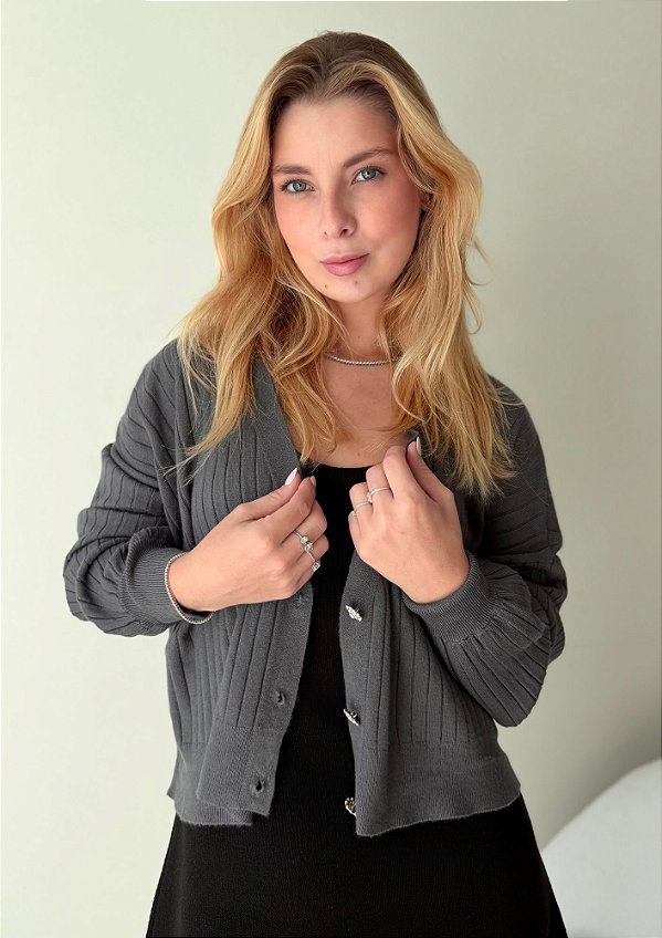 Cardigan Clarisse Cinza Cachemir