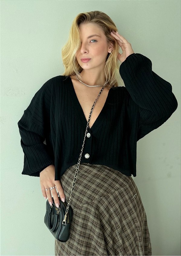 Cardigan Clarisse Preto Cachemir