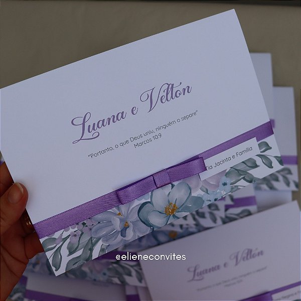 Convite de Casamento Floral - Paleta Lilás/Lavanda