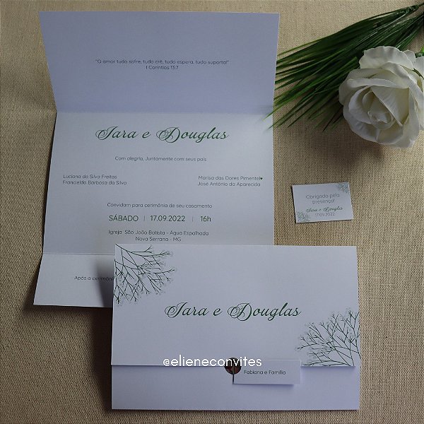 Convite de Casamento Verde e Branco