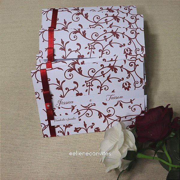 Convites de Casamento Floral - Paleta Marsala