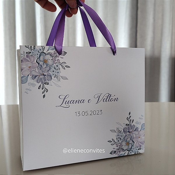 Sacola de Personalizada para Padrinhos - Cor Lilás