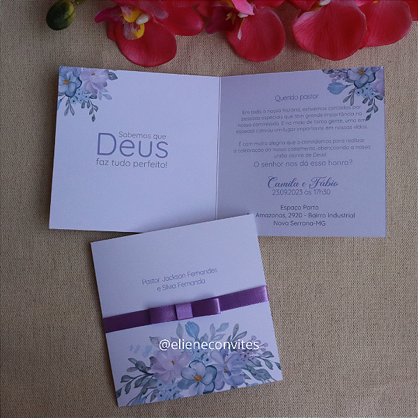Convite para Celebrante de Casamento - Lilás | Pastor/Padre