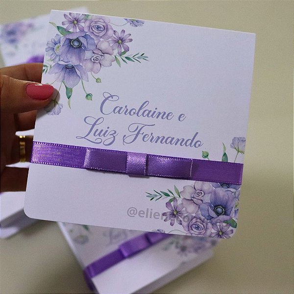 Caixa Convite para Padrinhos Lilás Lavanda