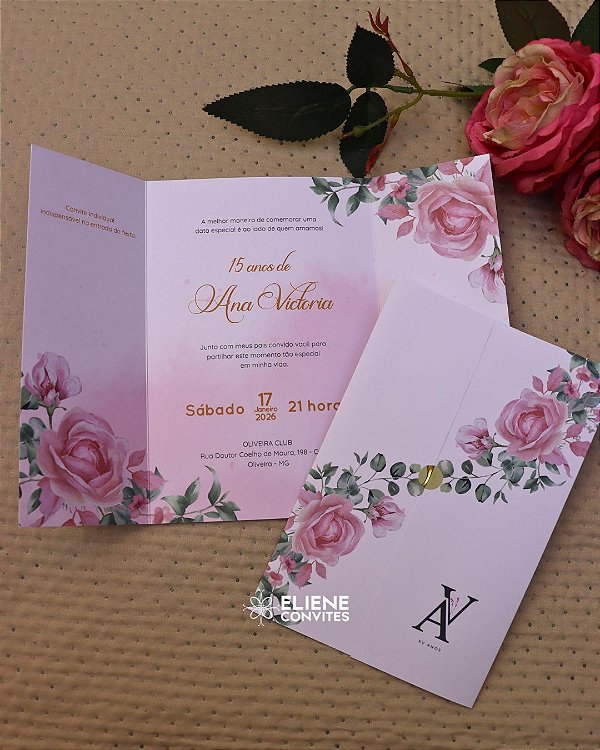 Convite Debutante 15 Anos com lacre adesivo