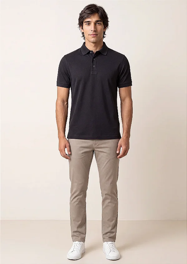 Camisa Polo Slim Fit - Preta