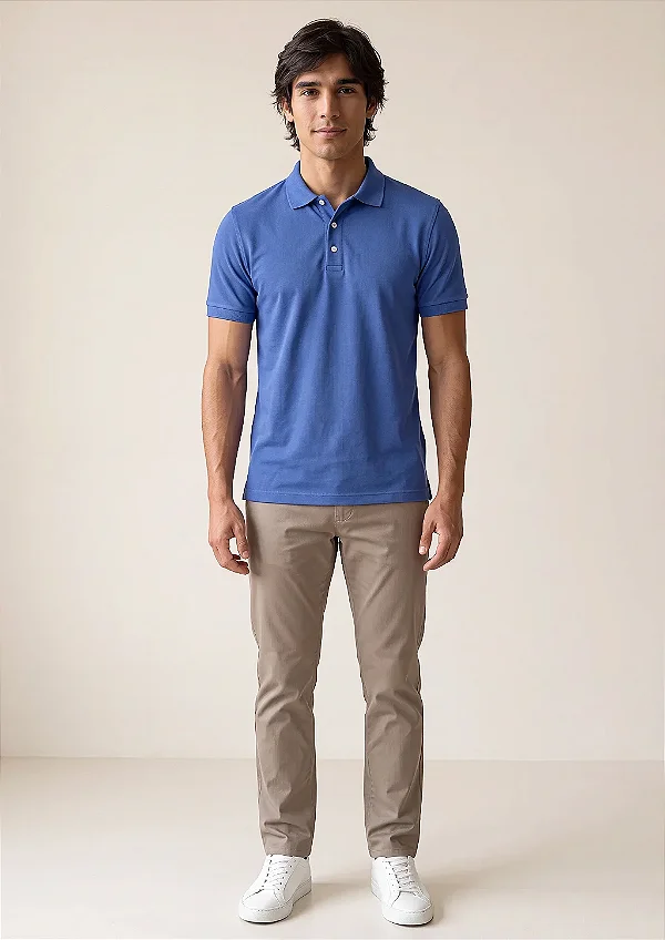 Camisa Polo Slim Fit - Azul Imperial