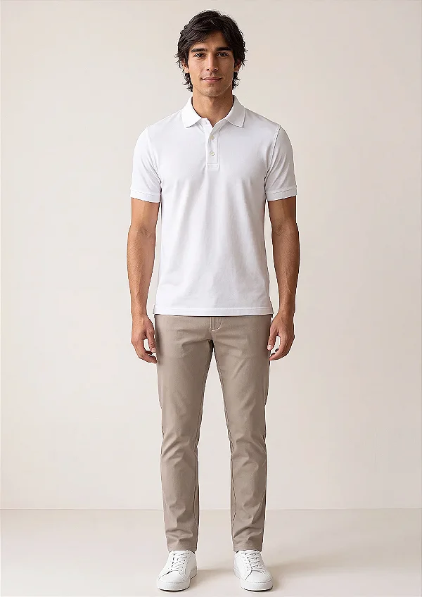 Camisa Polo Slim Fit - Branca