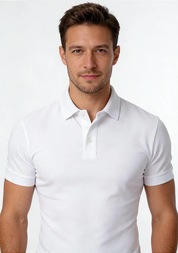 Camisa Polo Slim Fit - Branca