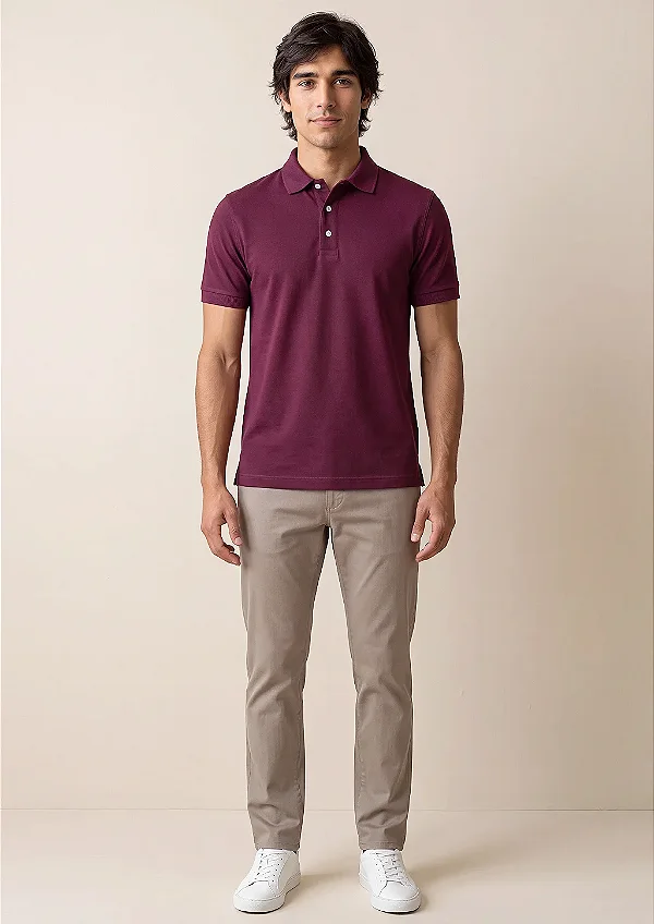 Camisa Polo Slim Fit - Vinho