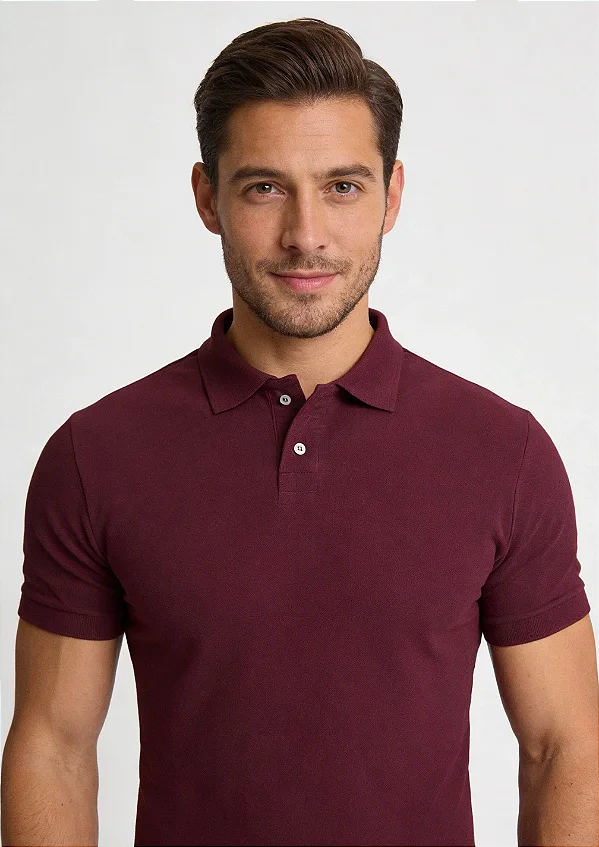 Camisa Polo Slim Fit - Vinho