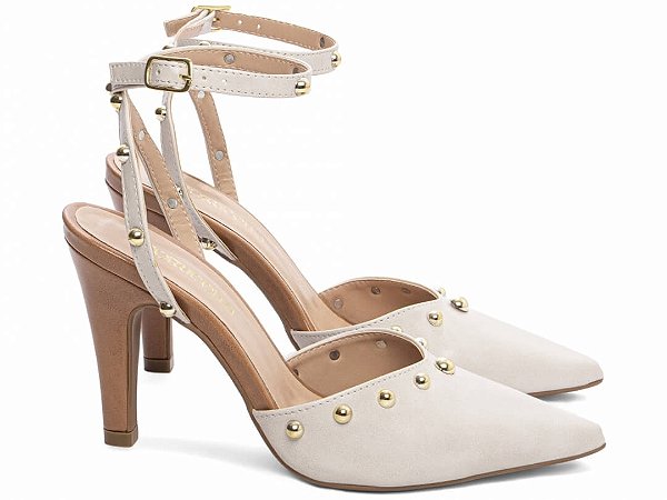 Sapato Scarpin Salto Fino Médio Off White Torricella AVS 68003B