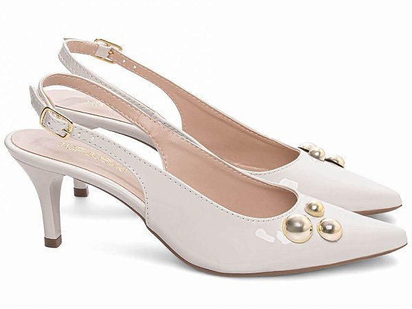 Sapato Scarpin Salto Fino Médio Aplique Dourado Torricella AVS 600.18C