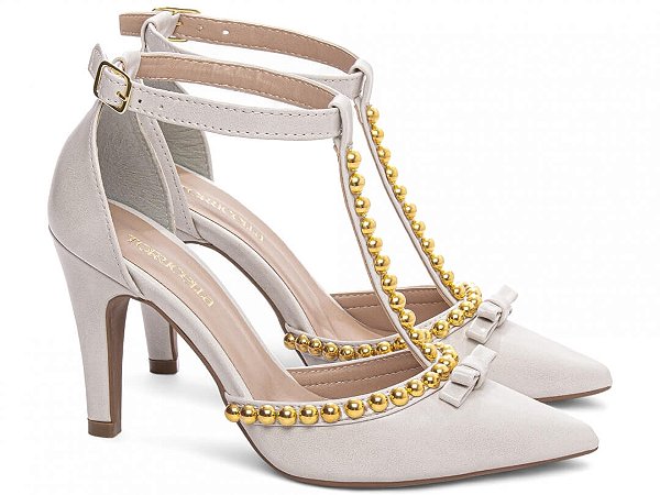Sapato Scarpin Salto Fino Médio Off White Torricella AVS 66080C