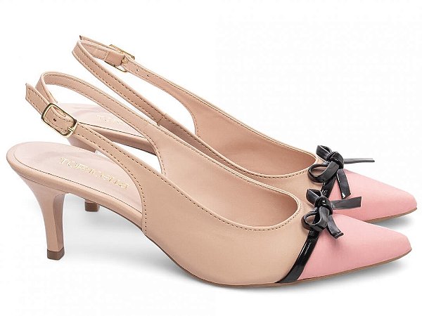 Sapato Scarpin Salto Fino Médio Laço Verniz Preto Torricella AVS 600.19C