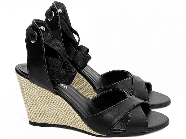 Sandália Plataforma de Cunha Anabela Preto Torricella AVS 4072A