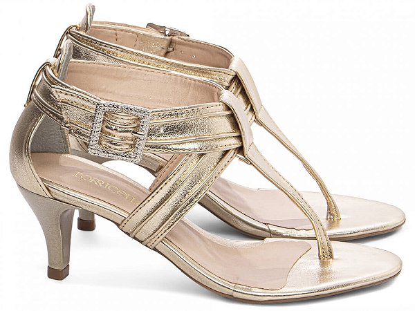 Sandália Feminina Salto Baixo Ouro Light Torricella AVS GF-201B