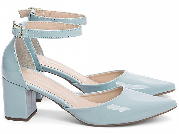 Scarpin Feminino Salto Médio Verniz Azul com Fivela AVS Global 606E