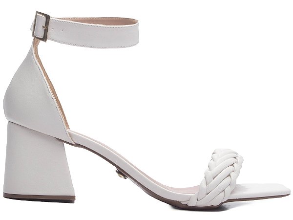 Sandália Salto Bloco Triangular Off White de Amarrar Tamanhos Especiais 39 ao 44 AVS 4000-17C_AR